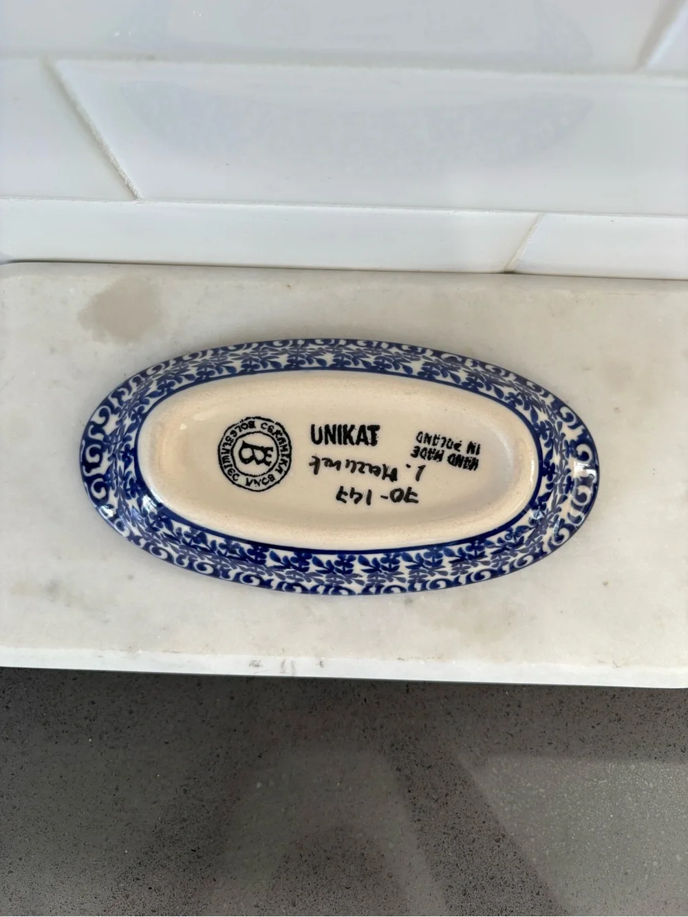 Ceramic Decorative Serving Dish - Blue and White Oval